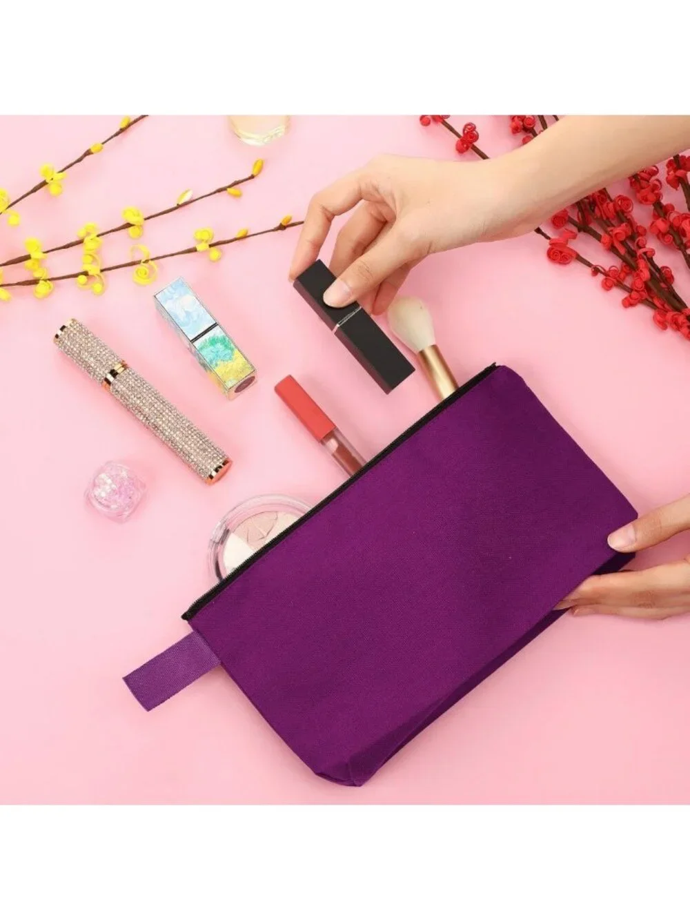 60 Pcs Multicolor Canvas Makeup Bags Set - 7.5x5x2 Inch Travel Organizers